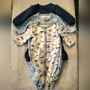 ⚜️ 3 Pair Snap-front Footed Pajamas